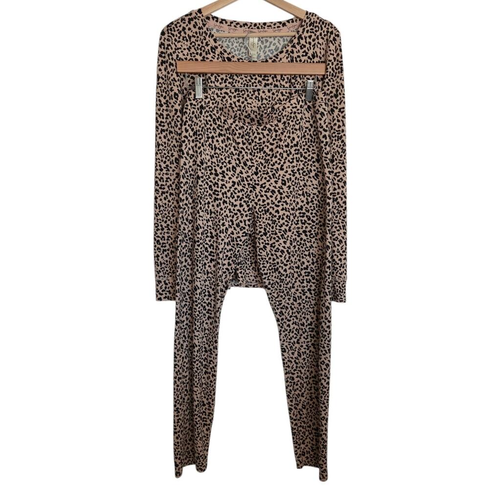 Jessica Simpson Leopard Print Stretch Soft Comfort Slim Fit 2PC Pajama Set XL